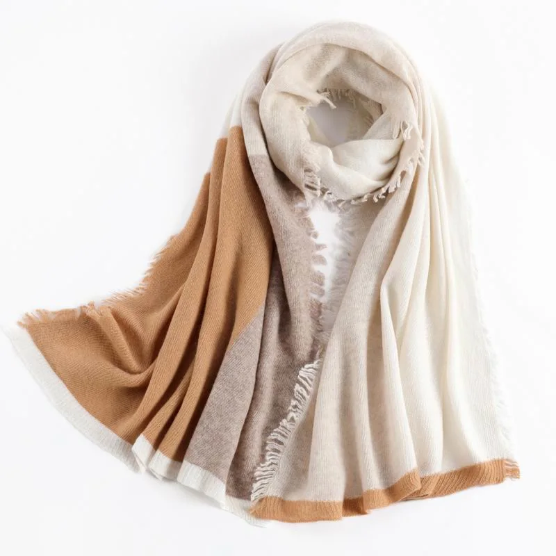 Wholesale Winter Warm Chunky 100% Merino Wool Long Scarf للسيدات