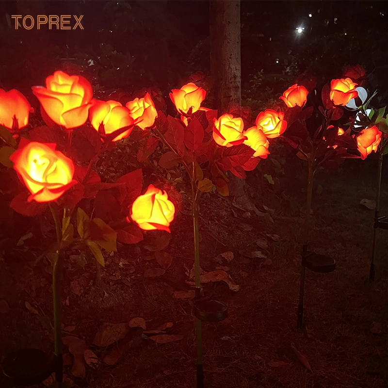 Solar Flowers LED Flower Roses Decorative Plastic Reserved Flowers Flowers with LED Lights for Holiday Lighting