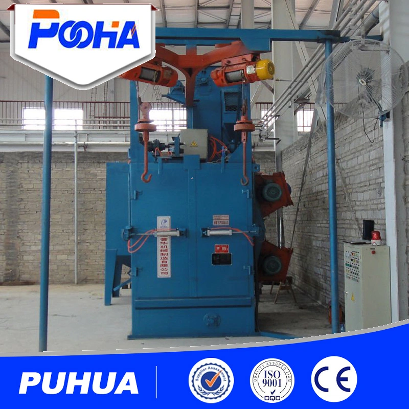 Overseas Installation Two Hook Type Hanger Hook Shot Blaster Derusting Shot Blasting Machine