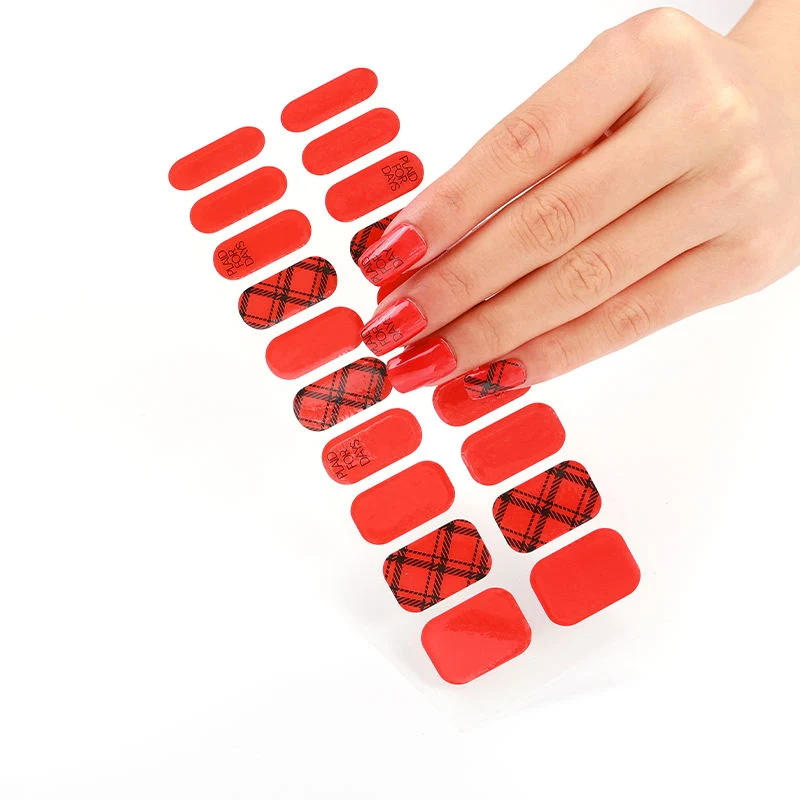 Custom Logo 3D 100% Semicured Gel Nail Sticker Cured UV Gel Nail Wraps Polish Sticker Strips