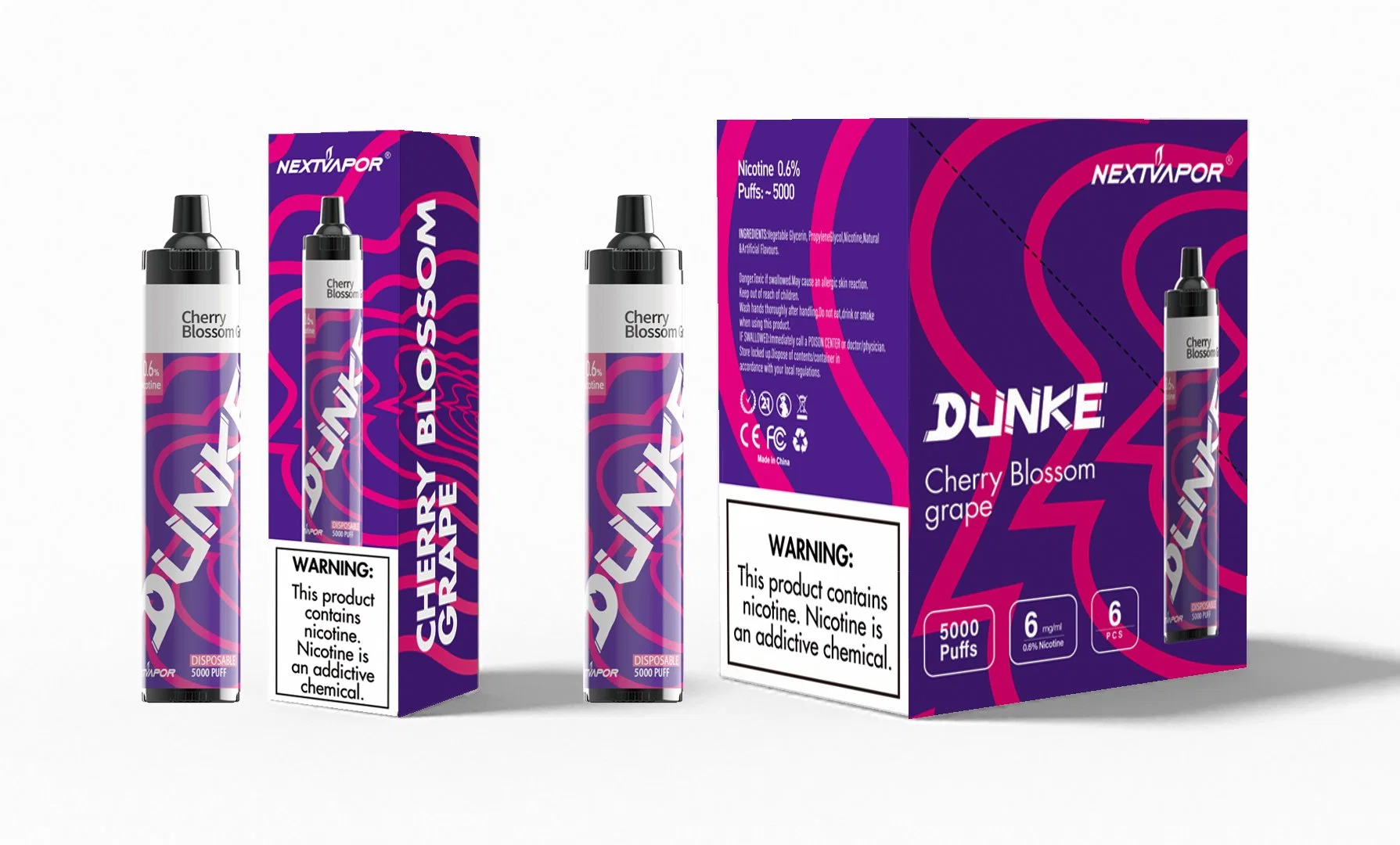 Dunke 2022 New Arrival Factory Wholesale/Supplier 5000 Puffs 12ml E Liquid Einweg-Vape Bar E Cigarette Vaporizador Desechable Disposable/Chargeable Vape Pen Pod E Zigaretten Smok