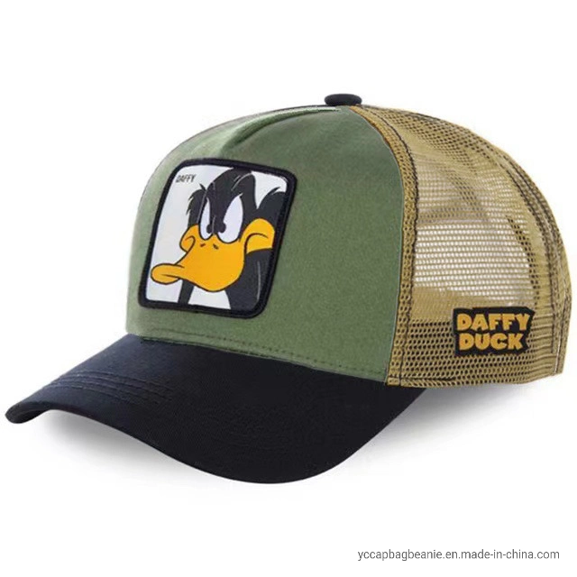 Custom Woven Badge Cartoon Character Trucker Mesh Cap