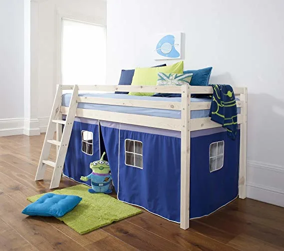 MID-Sleeper Cabin Bunk Bed Loft Bed with Slide and Tent for Children