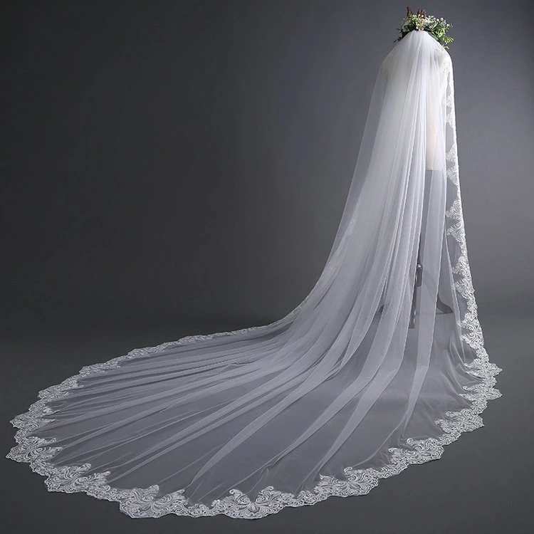 3 M Wide Veil Simple Long Tail Bridal Veil Wedding Accessories