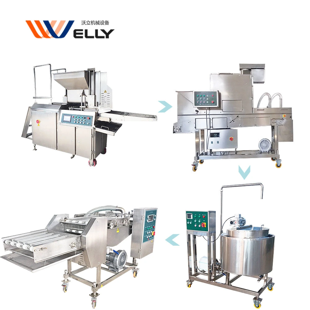 Easy Operation Meat Pie Breadcrumbs Coating Machine Hamburger Patty Machine Chicken Nugget Process Line