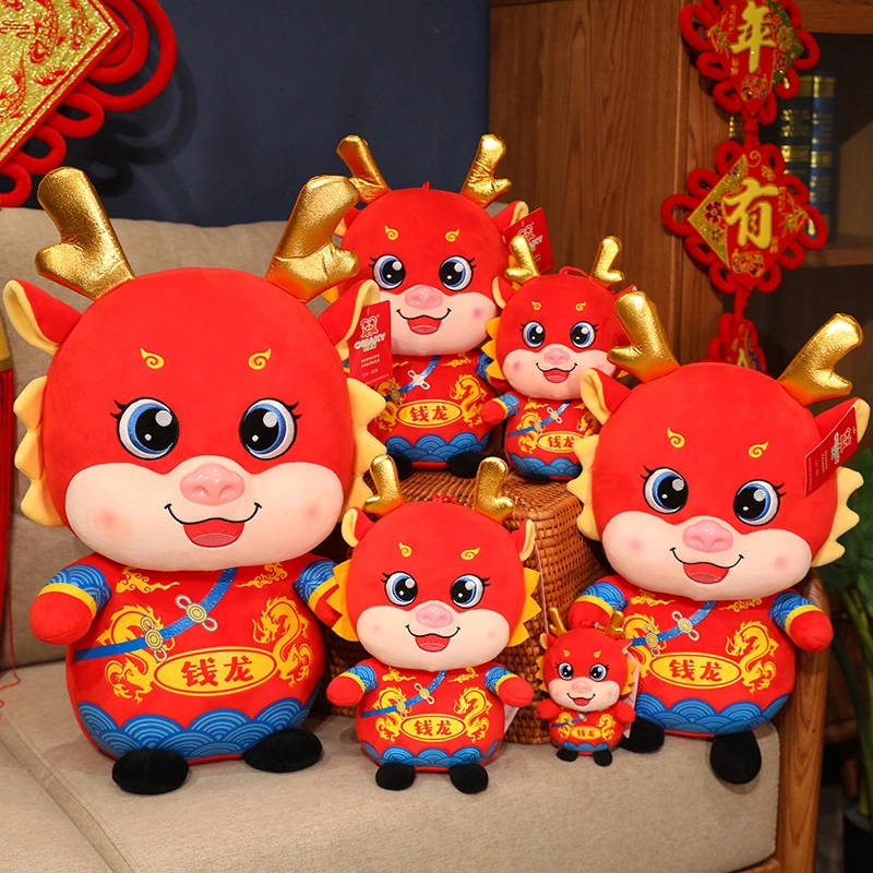 Yanxiannv Peluche en coton PP Jouets doux Dragon chinois en peluche Animal en peluche Dragon chinois Dragon porte-bonheur