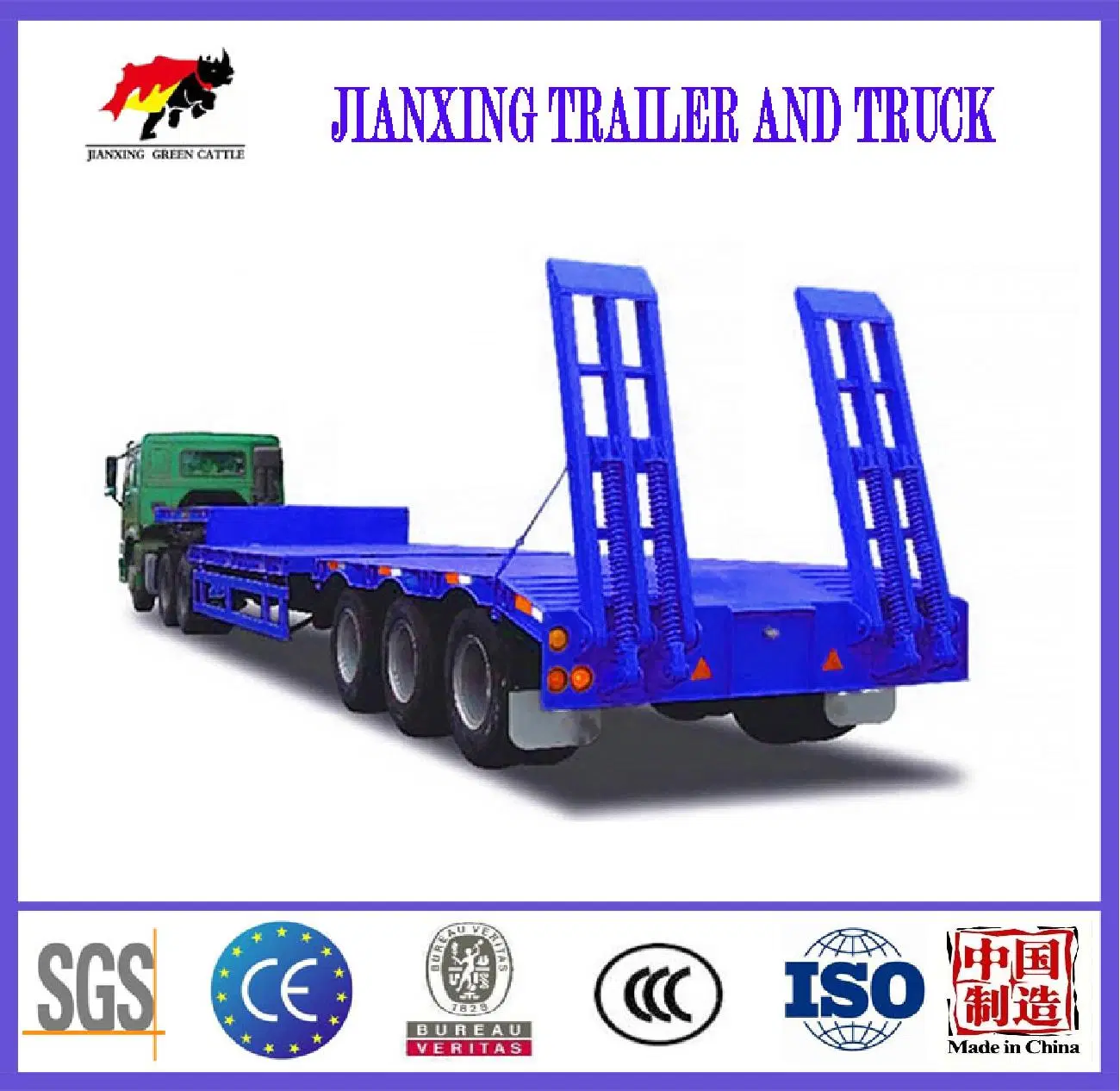 Factory Direct Sales 60t 3 Axles Chinese Supplier Low Bed Semi Trailer Wood Transportation