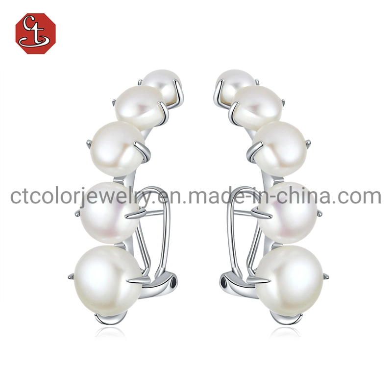 Fashion Costume Imitation Jewellery 925 Sterling Silver Natural Pearl Earring for Women