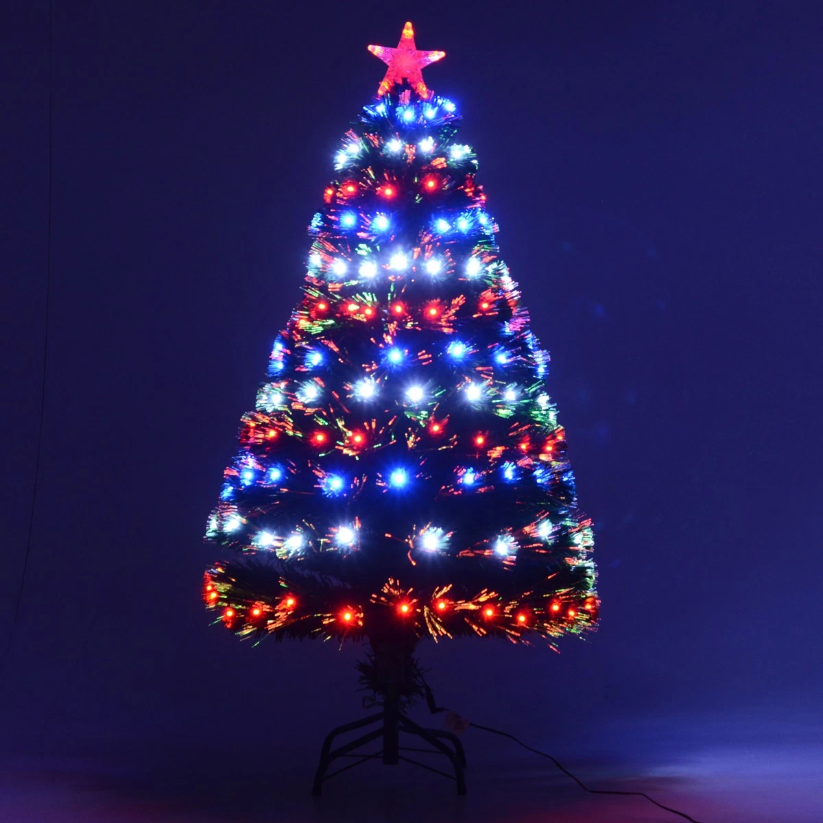 4FT Artificial Pre-Lit Fiber Optic LED Light-up Christmas Tree for Holiday Decoration