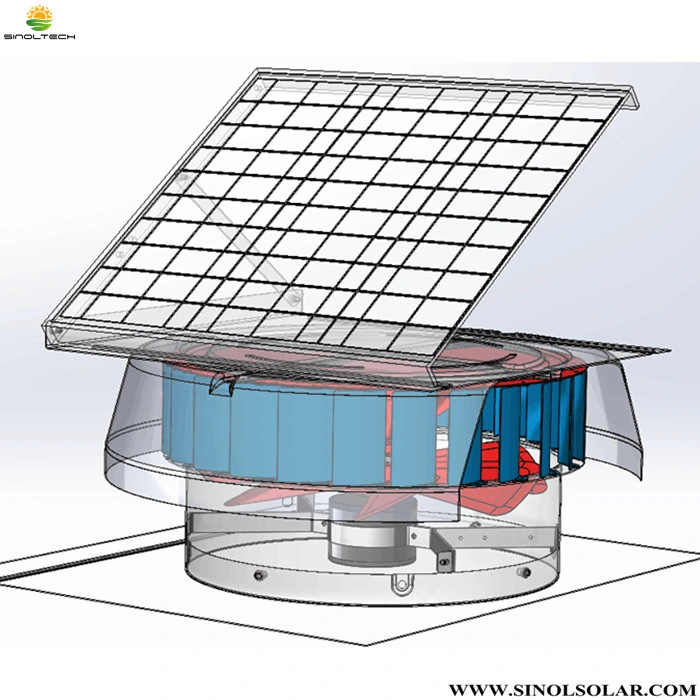 14 Inch 40W Solar Powered Roof Mount Exhaust Fan for Greenhouse (SN2016029)