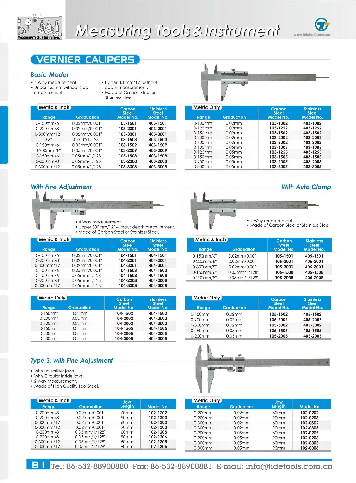 Vernier Calipers with Fine Adjustment