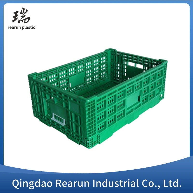 New Design Supermarket Ventilable Mesh Vegetable and Fruits Plastic Stackable Storage Crates Folding Basket