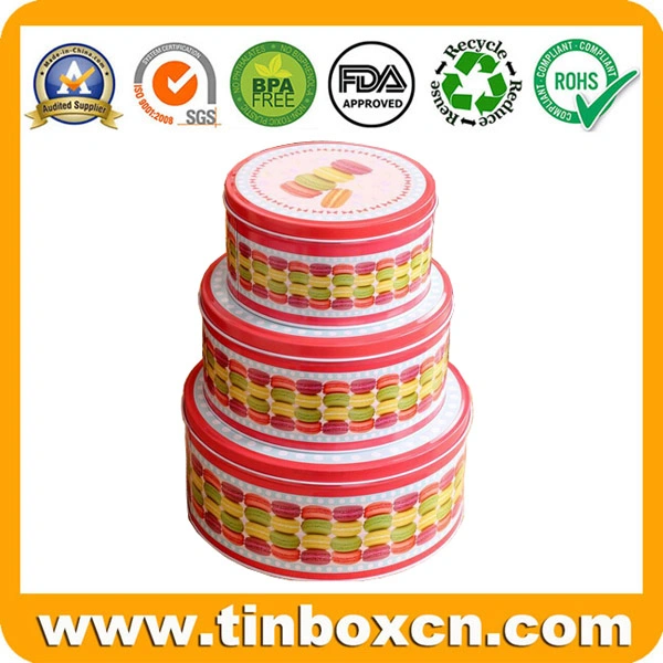 Round Christmas Tin Box Set for Metal Gift Box Packaging