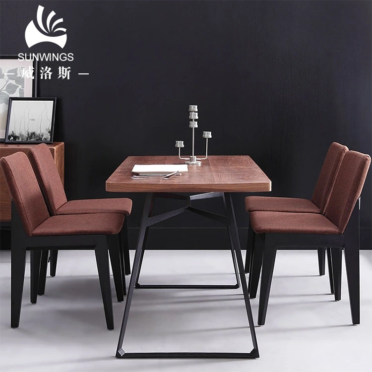 Modern Wooden Dining Table Metal Leg Dining Tables and Chairs Set