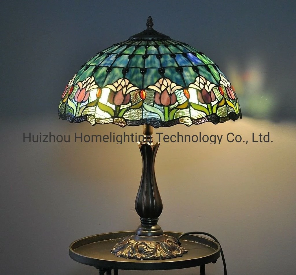 TFT-8023 Tiffany Antique Purple Stained Glass Table Lamp