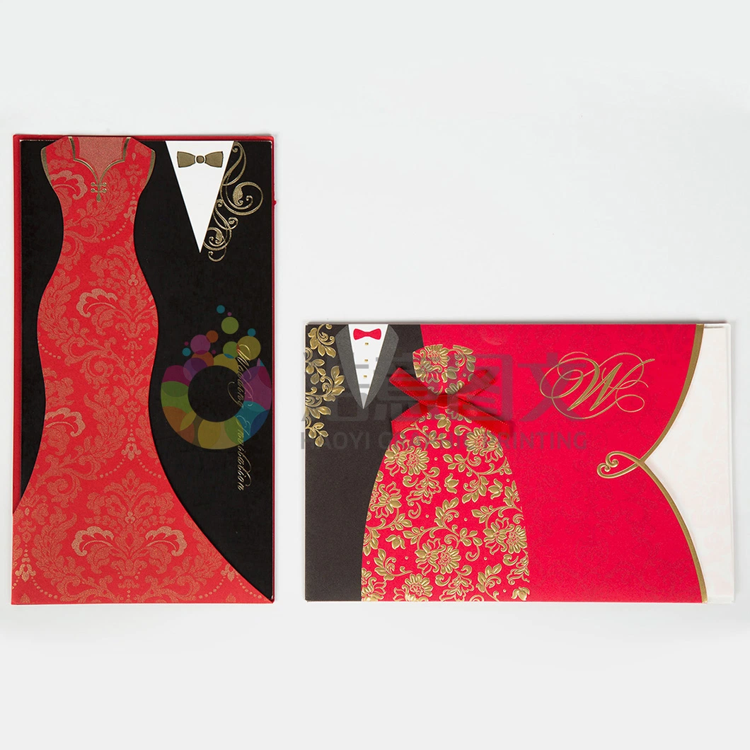 Hot Sale Custom Folded Envelope Paper Laser Cut Embossed Wedding Greeting Invitation Cards Christmas Gift Card