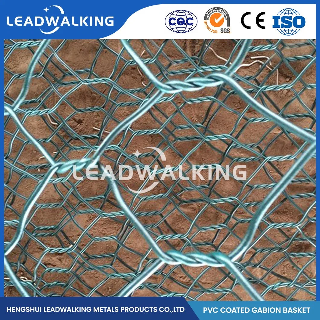 Leadwalking 2.0*1.5*1.0 Size Double Twist Hexagonal Wire Mesh Gabion Rust Prevention Galvanized Hexagonal Gabion Box China PVC Coated Gabion Mesh Box