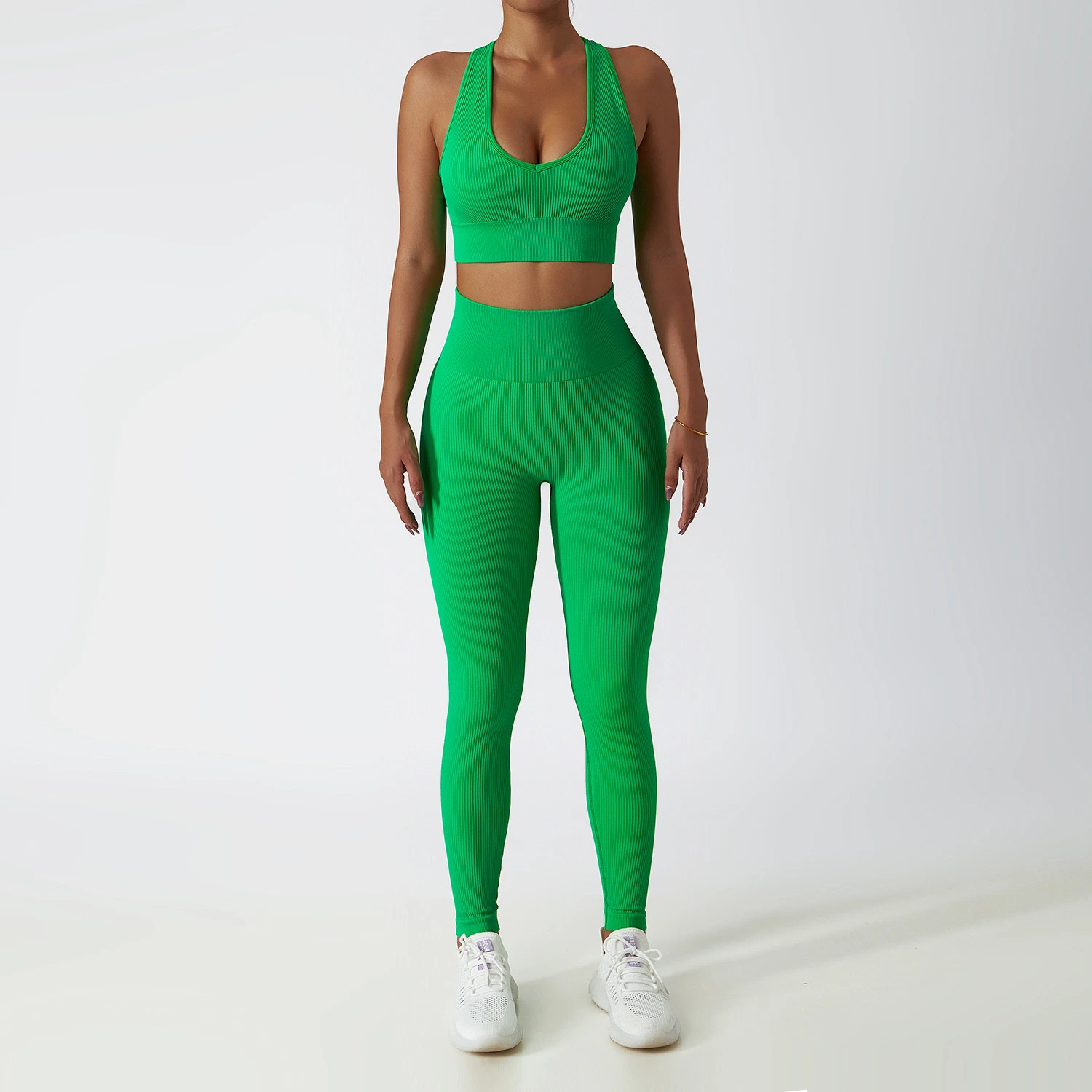 Women Sportswear 3PC Set Loose Crop T-Shirt Yoga Bra and Bike Short Legging Eco Friendly Fabric Breathable Workout Apparel