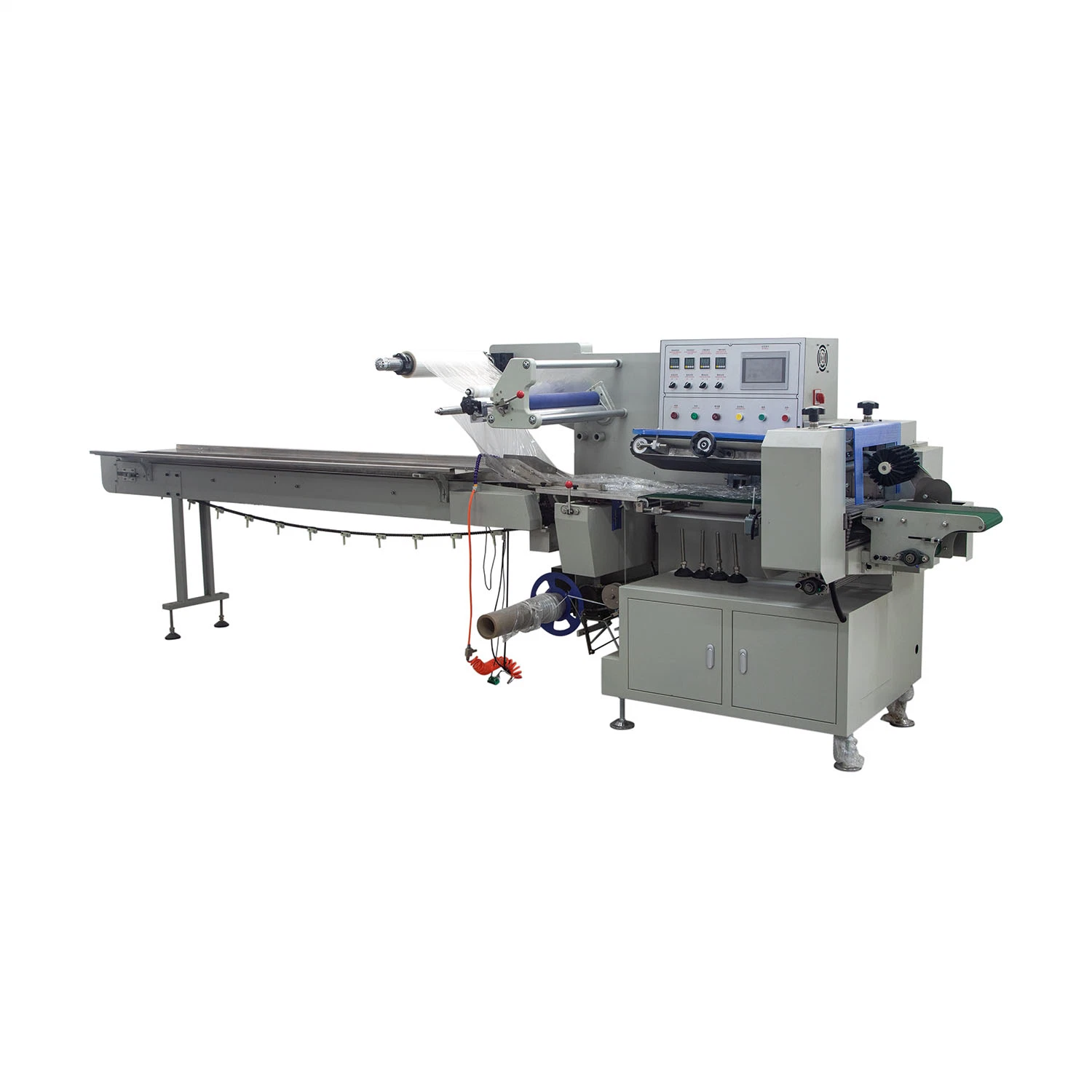 PLC Control Date Ball Protein Bar Automatic Horizontal Wrapper Pillow Packing Machine Cookie Cake Flow Wrapping Machine