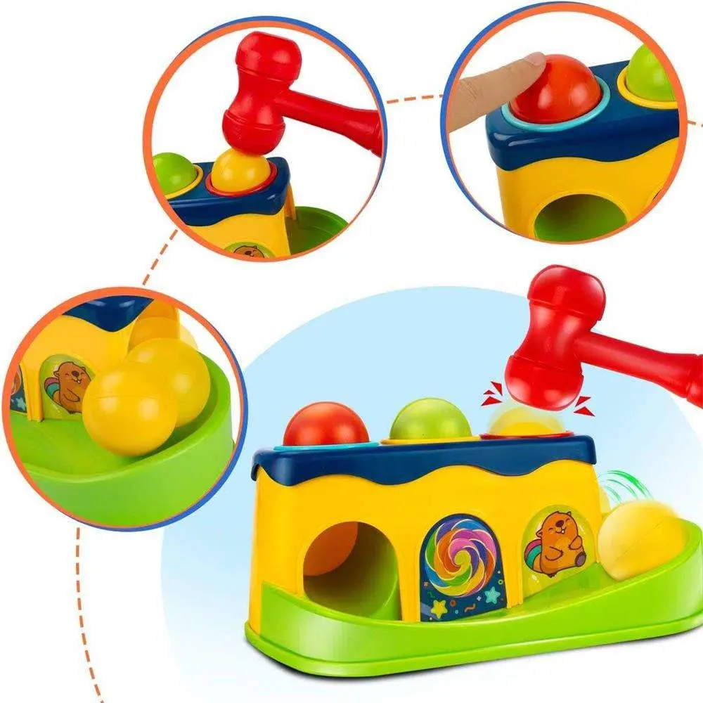 Hot Sale Kids Educational Plastic Knock Color Ball Toy Piling Platform Hammer Baby Toys for Kids