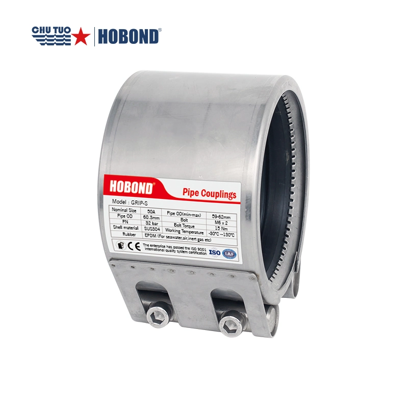 Hobond Brand 304 Stainless Steel Pipe Clamp Pipe Repair Coupling