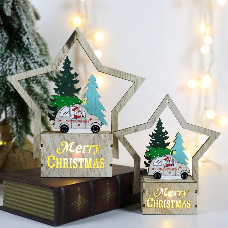 Creative Christmas Gifts Christmas Decorations Wooden Christmas Tree LED Light Cabin