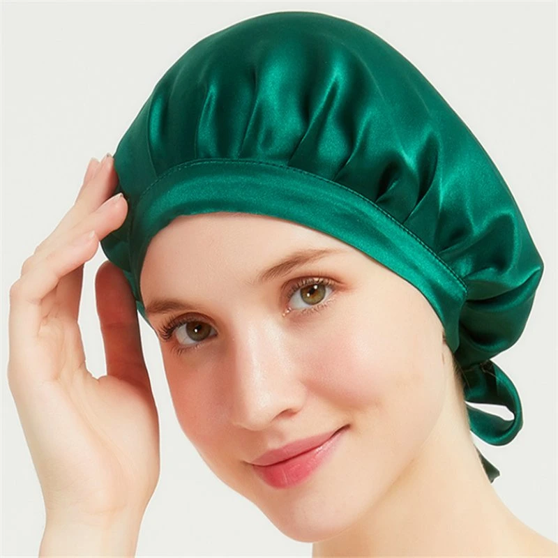 100% Pure Silk 16mm Soft Satin Female Bonnet Hair Care Sleep Cap Night Cap