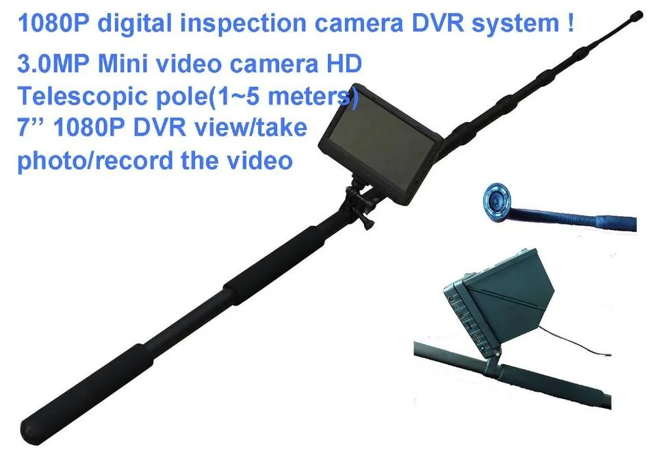 CAMÉRA double 1080p 5 MP pour la lecture de voiture portable sous véhicule Caméra d'inspection de sécurité enregistreur à écran LCD HD 7"