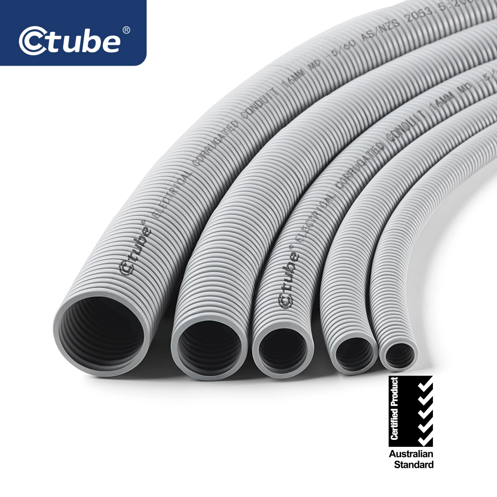 16mm-50mm White Electrical Wire Protective PVC Flexible Conduit Pipe Hose Tube