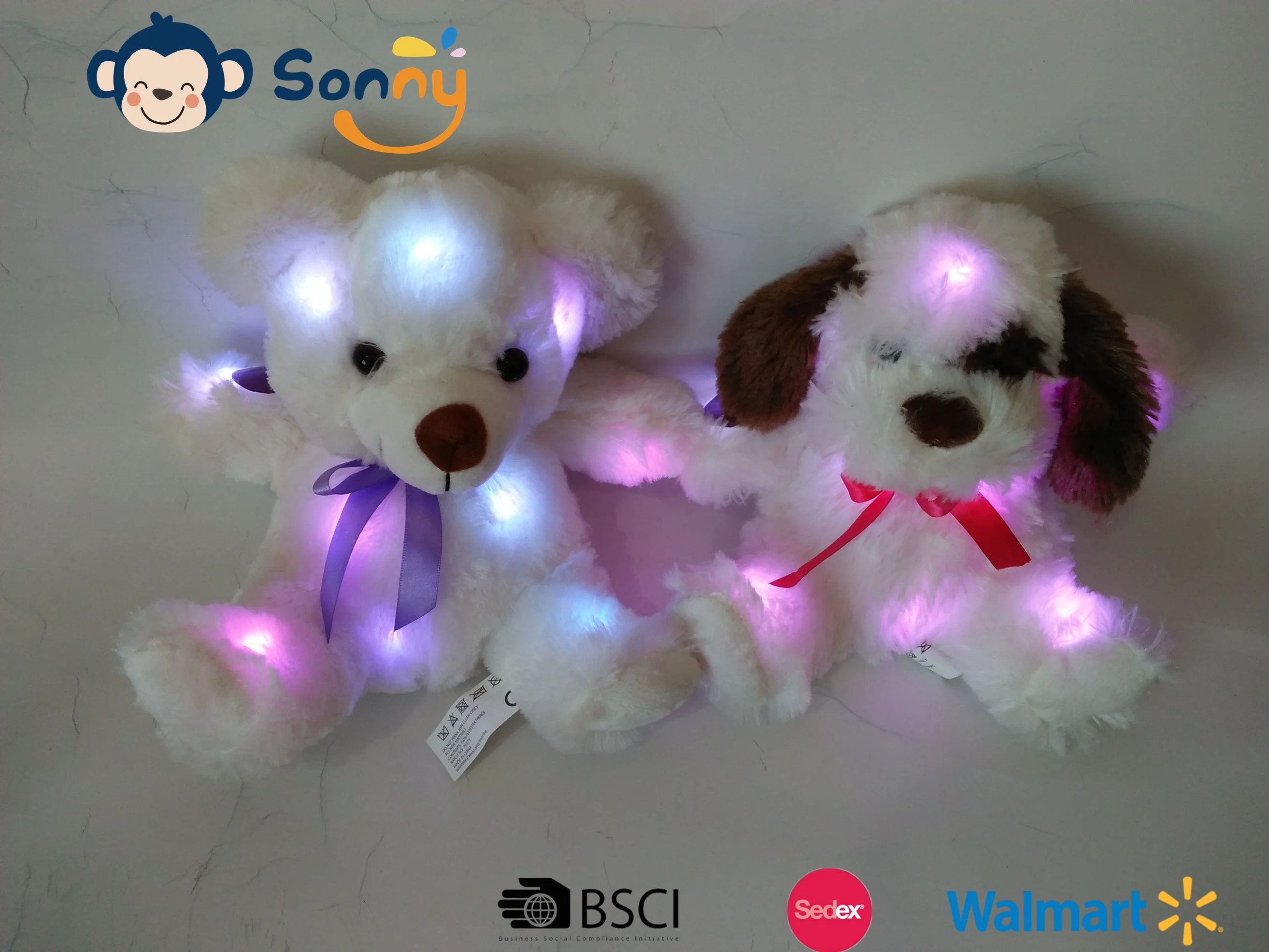 Hot Selling LED Lighting Plush Dog and Bear Toy