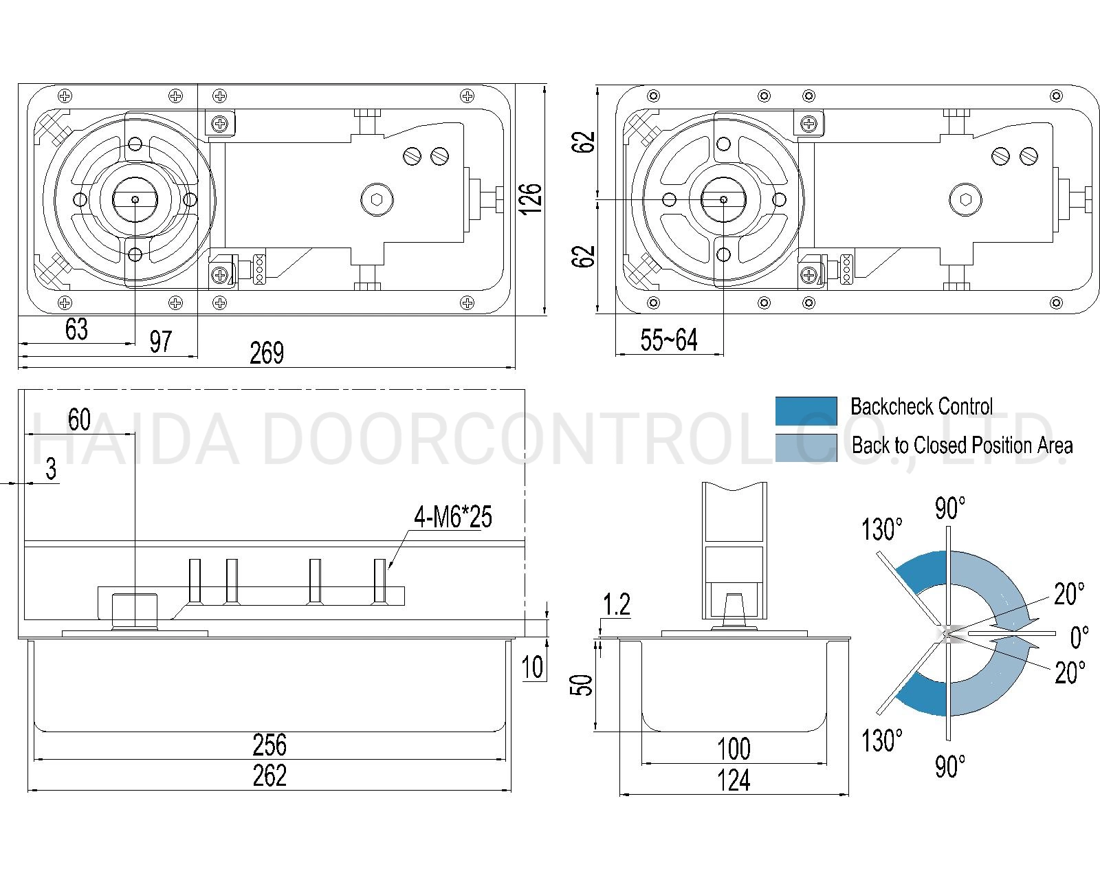 HD-220b Two Side Open Hot Sell Stainless Steel Floor Spring