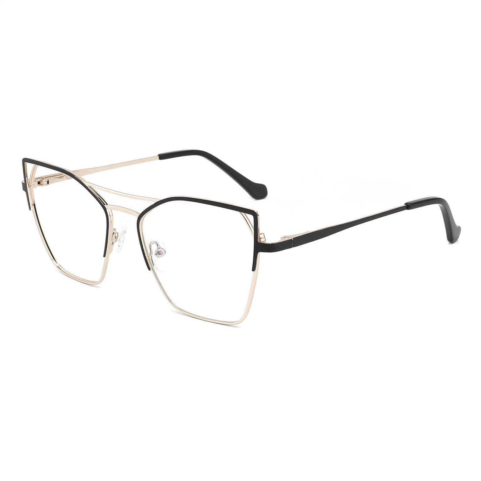 CAT Eye Designer Style Double Bridge Metal Brillen für Damen Zweifarbige Einzigartige Vollrand-Optical Frames