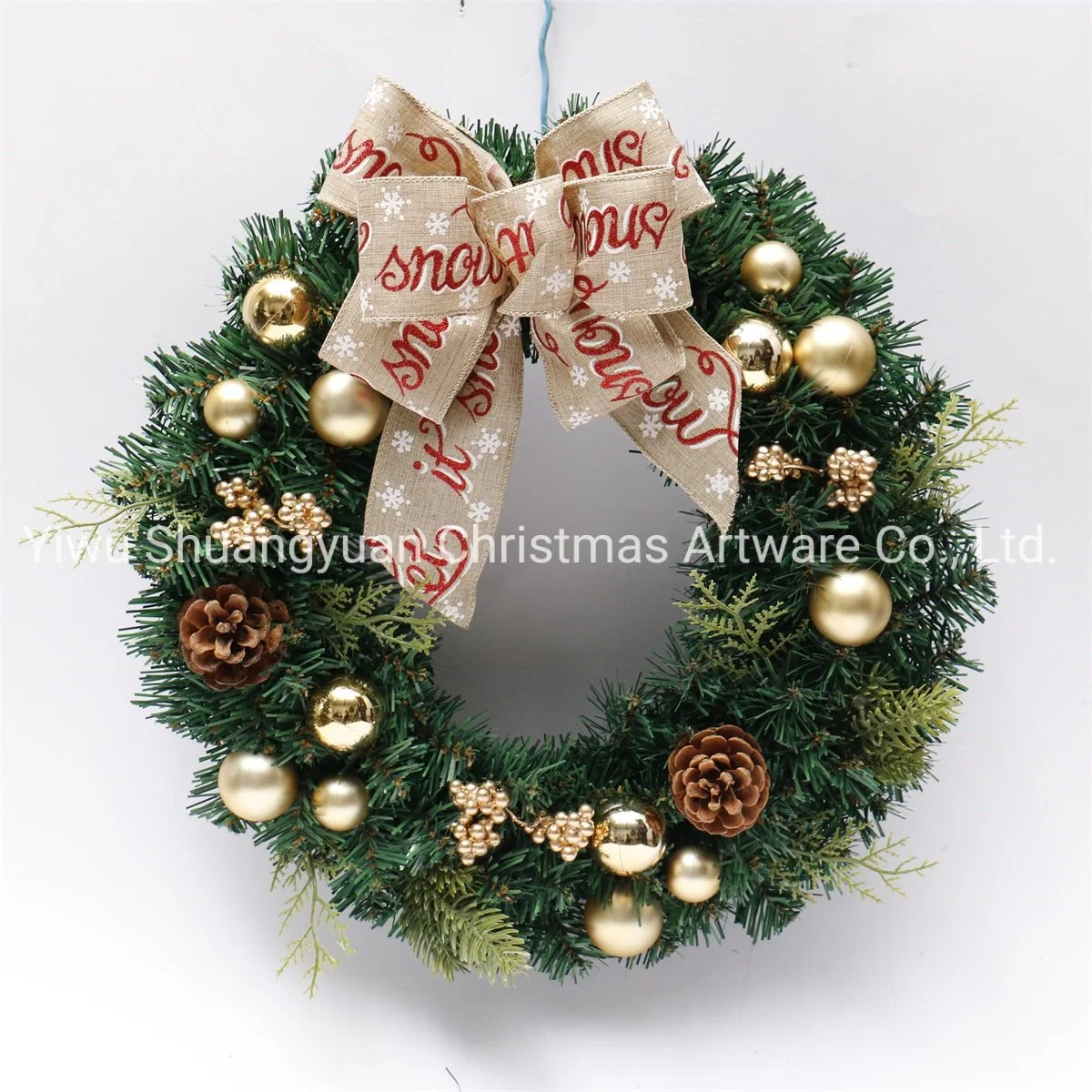 Artificial Bowknot Wreath for Front Door Wreath Wall Festival Celebration Fireplace