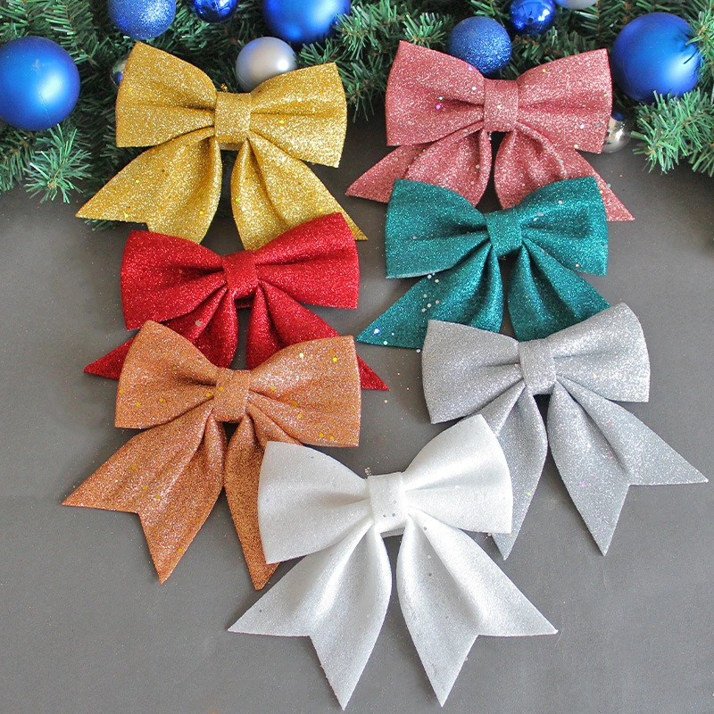 Christmas Pearl Cotton Gold Powder Bow