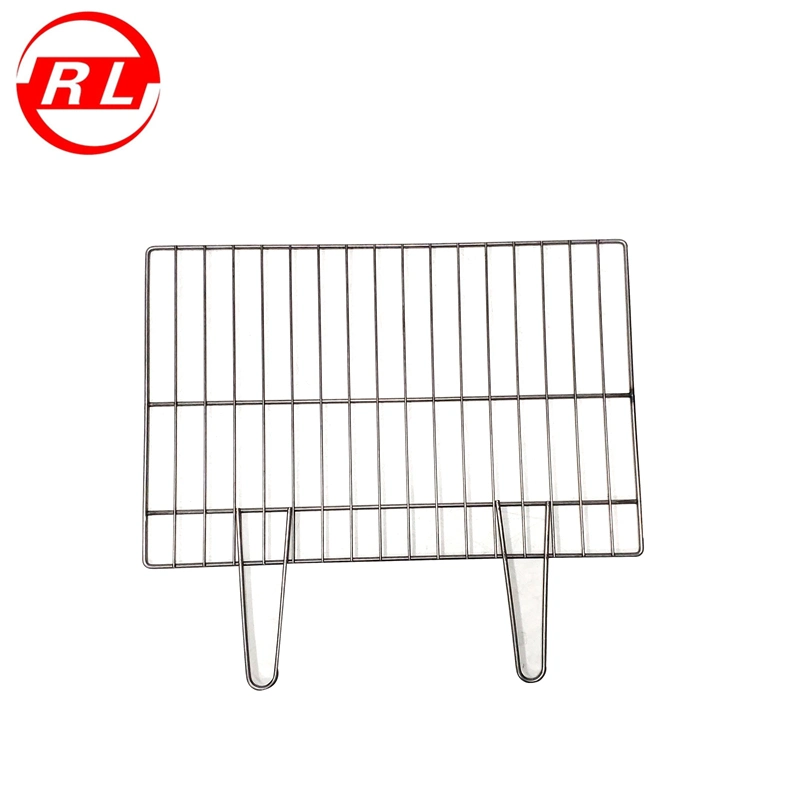 White Rectangle with Large Gap Stainless Steel Grill Net with Handle