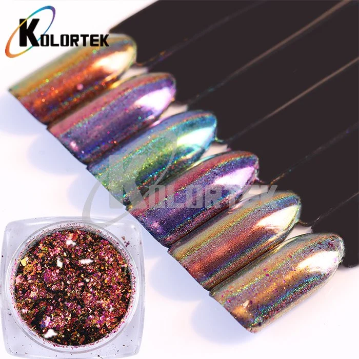 Nail Art brillante Color Cambiar polvo holográfico láser