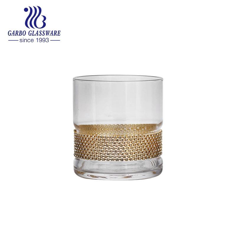 Diamond Accessory Decoration Glass Cup with Luxury Glass Bottom Water Cup