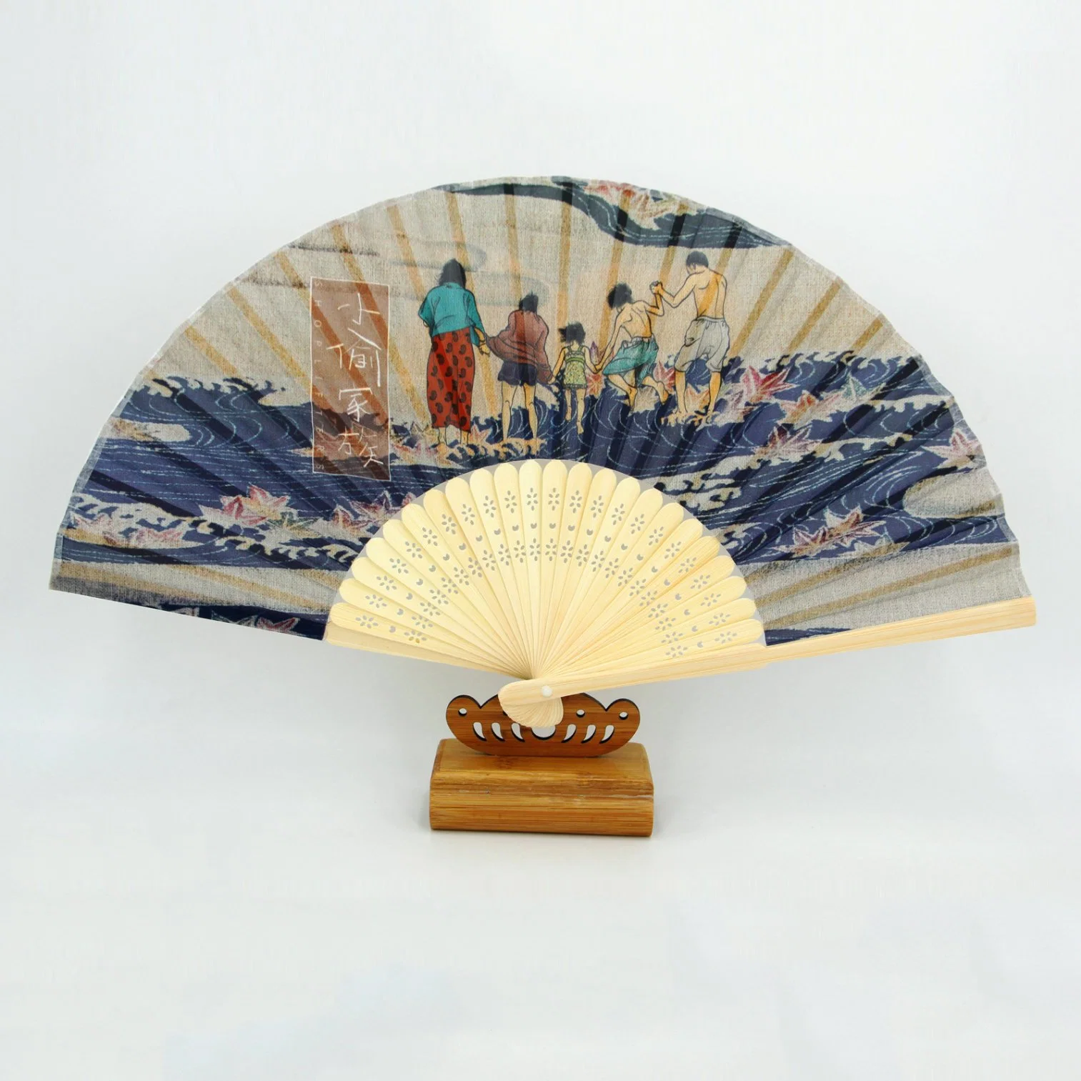 Bamboo Hand Fan Custom Folding Bamboo Fan with Fabric