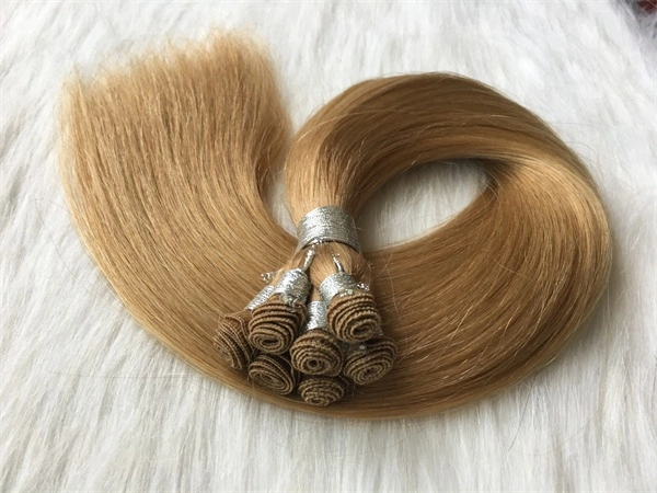 18" #27 Hand Tied Remy Hair Extensions Honey Blonde Straight