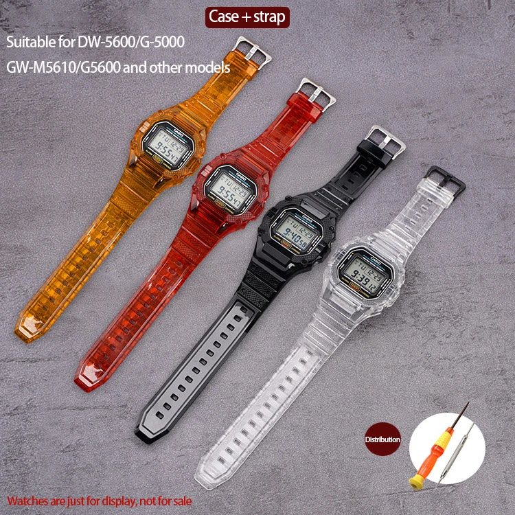 TPU Resina Case Integrado com Alça Adaptável para Casio G-Shock.