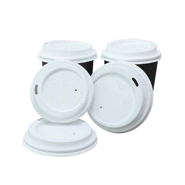 Compostable 90 mm Hot and Cold Drinks Cover Eco Friendly PLA Lid for Paper Coffee Cups