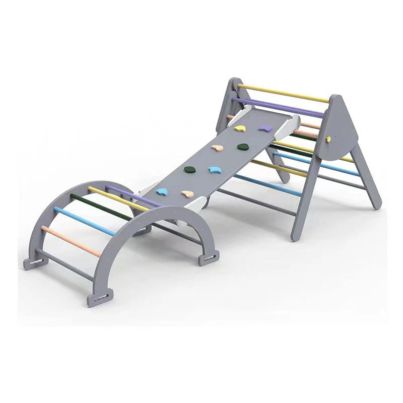 Niños Foldable Triángulo Escalada Marco de juegos de niños de madera interior de bebé niños Marco de escalada