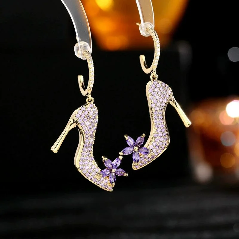 Brass & CZ Ear Post Earring Fashion Jewelry Jewellery