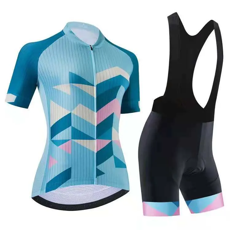 Cycling Clothing Short Sleeved Set Summer Women's Blouse and Shorts Moisture Absorbent Cushion Cycling Equipment