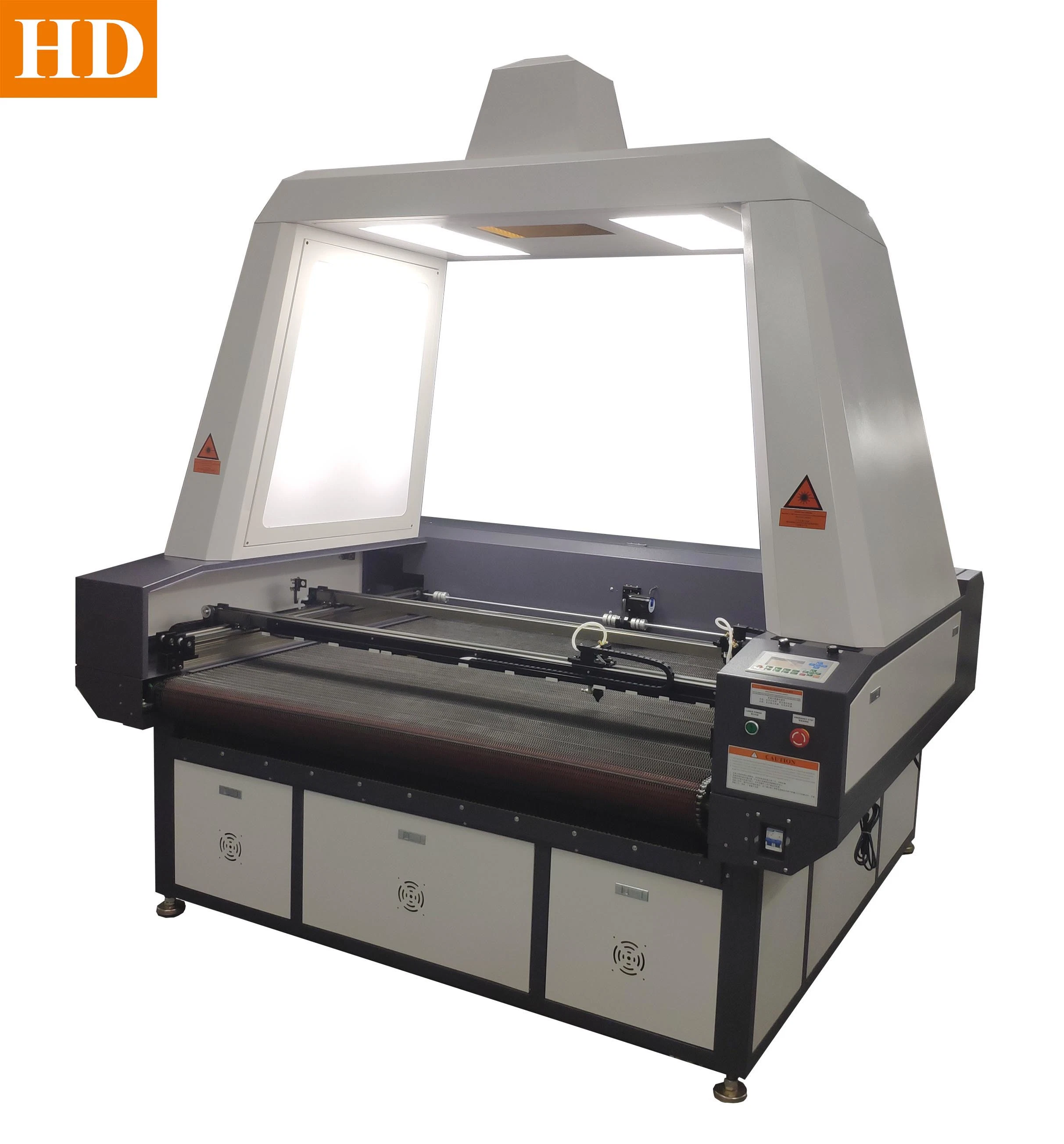 100W 130W Top CCD Canon Camera Auto Feeding Conveyor Table Double Head Large Format Label Printing Fabric Foam Shirt Suits Laser Cutting Machine 1610 1612 1812