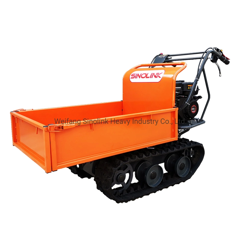 Gasoline Powered 300kg Load Capacity Rubber Track Agriculture Small Dumper