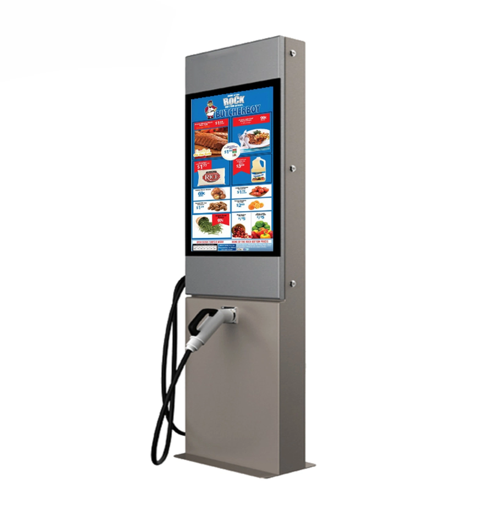 43 Zoll 7kw Card Pay Outdoor LCD-Display Bodenstehend EV Ladebäule EU und US Standard