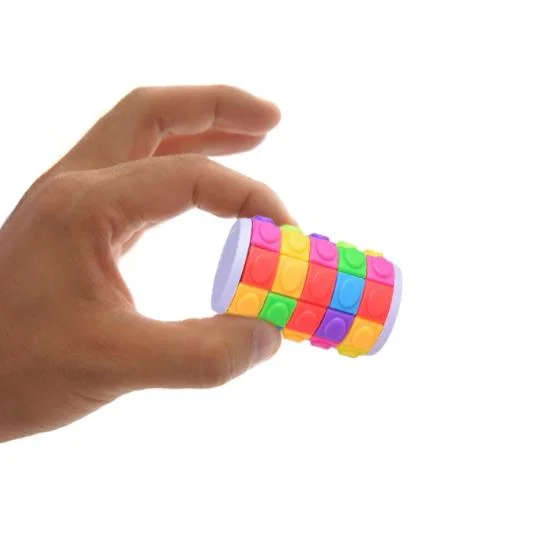 Mix Color Cylindrical 3 Levels Finger Spinner Puzzle 3D Rotate Slide Cube