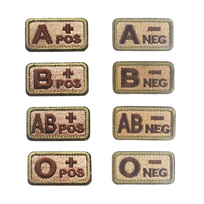 Custom Tactical Blood Type Badge Embroidered Patch a+ B+ Ab+ Embroidery Patches for Clothing Patches on Clothes Sewing DIY