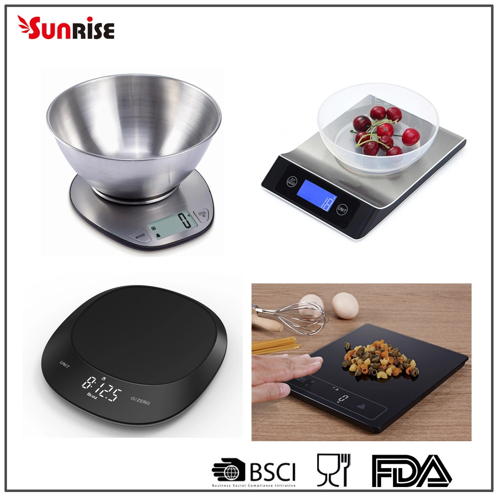 Vidrio Zhongshan nueva llegada Pesaje Electrónico Báscula de cocina Touchless inducción balanza digital LED infrarrojos